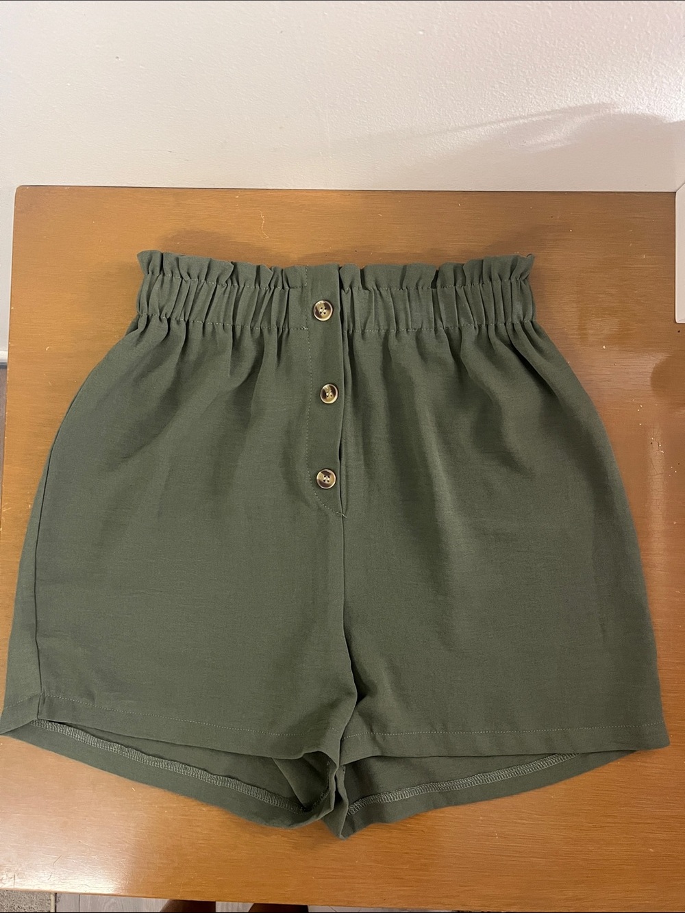 Moon & Stars Girls Olive Green Elastic-Waist Button-Front Shorts - Kids
